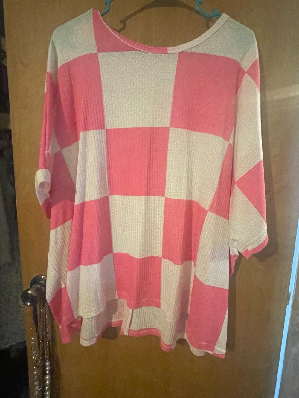 Hopely Pink and White Checkerboard top
